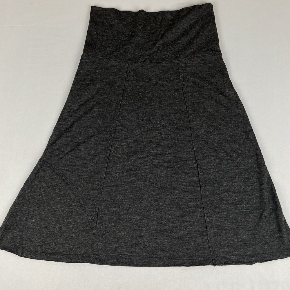 prAna Stretch Pull On Knit A-Line Athletic Skirt Women's Medium Dark Grey Basic